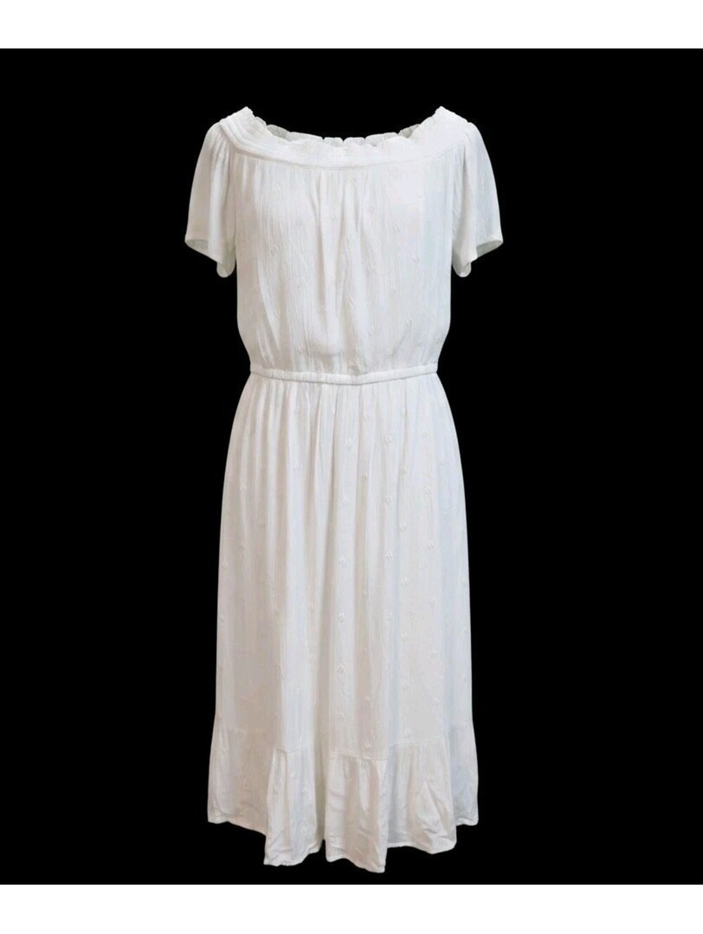 Old Navy White Embroidered L Prairie Dress Off the Shoulder Midi Dress